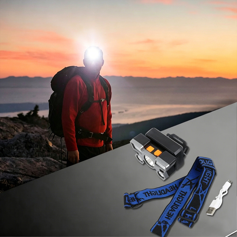 Outdoor Multi-Function LED Headlamp - 4-Level Dimmable Waterproof Headlamp - Head-Mounted Headlamp - Spotlight - Ideal for Night Fishing, Hiking, Camping, and Work - High-Power Flashlight - Gold - Image 7
