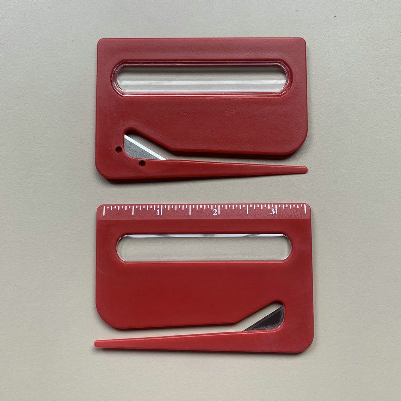 Portable Letter Opener Card Size Envelope Slitter with Ruler Lightweight Mail Opening Cutter for Office Home-Red - Image 1