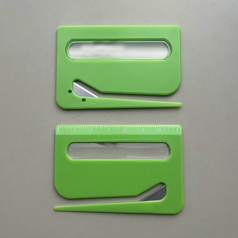 Portable Letter Opener Card Size Envelope Slitter with Ruler Lightweight Mail Opening Cutter for Office Home-Green - Image 1