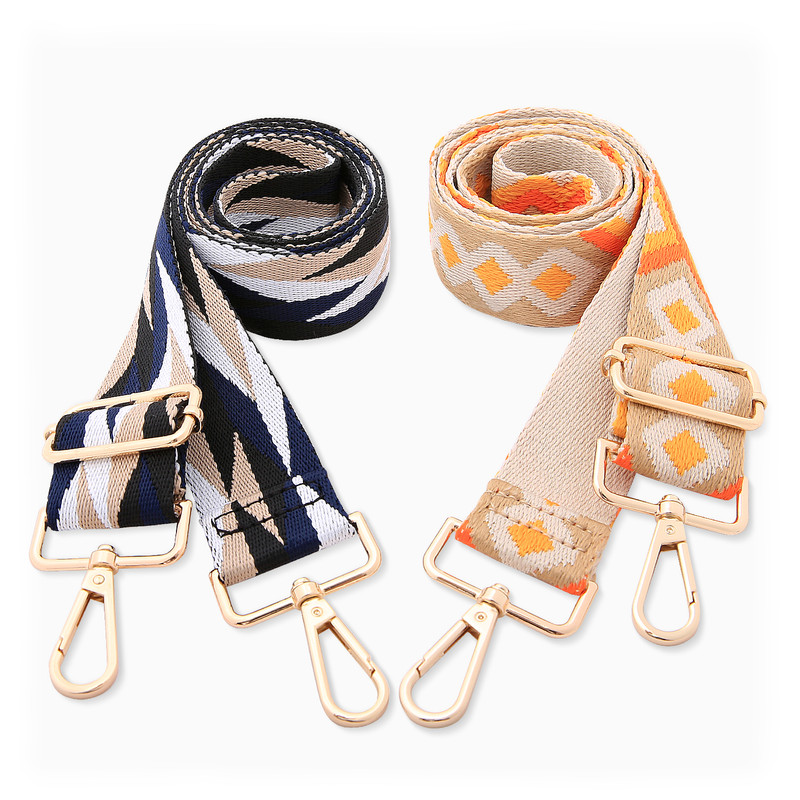Two-piece set of jacquard webbing suitable for handbag straps, shoulder bag straps, and camera straps-Orange and blue - Image 1