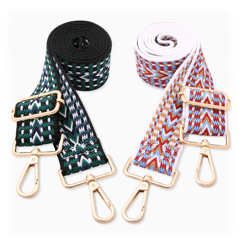 Two-piece set of jacquard webbing suitable for handbag straps, shoulder bag straps, and camera straps-Red and green - Image 1