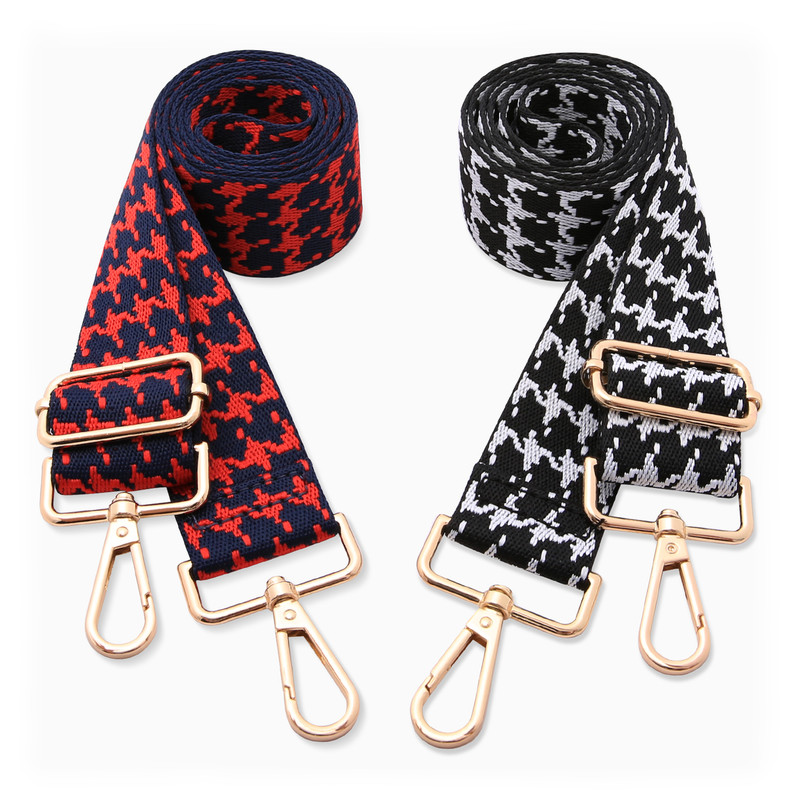 Two-piece set of jacquard webbing suitable for handbag straps, shoulder bag straps, and camera straps-Red and black - Image 1