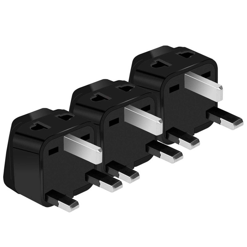 US to UK Power Plug Adapter, UROPHYLLA Type G Outlet Travel Power Adapter Plug for UK, Ireland, London, Hong Kong, Scotland, England, Dublin, Singapore - 3 Pack & Grounded 2 in 1 [Black] - Image 1