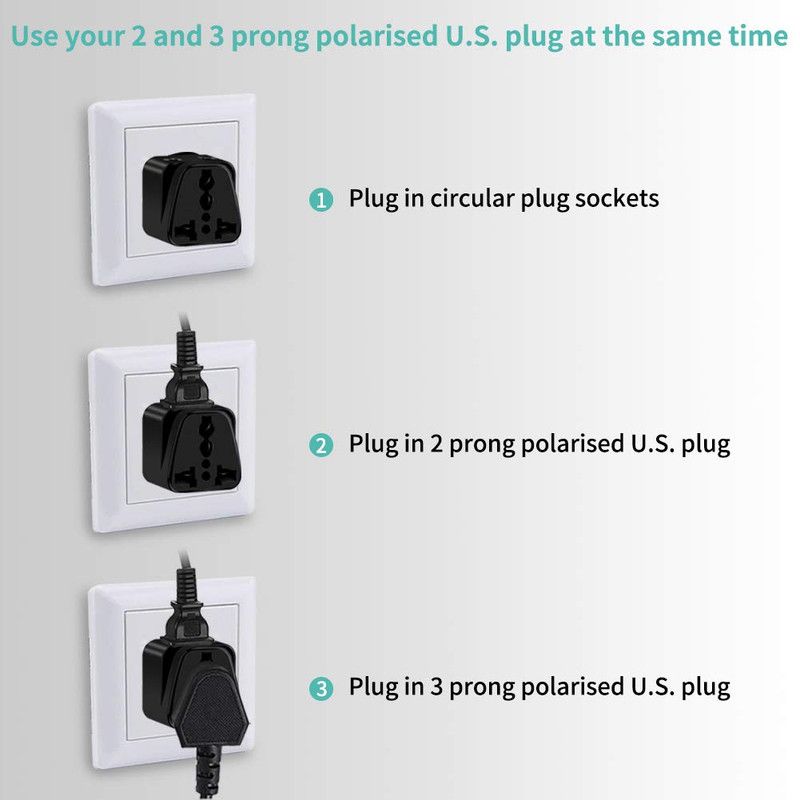 US to UK Power Plug Adapter, UROPHYLLA Type G Outlet Travel Power Adapter Plug for UK, Ireland, London, Hong Kong, Scotland, England, Dublin, Singapore - 3 Pack & Grounded 2 in 1 [Black] - Image 2