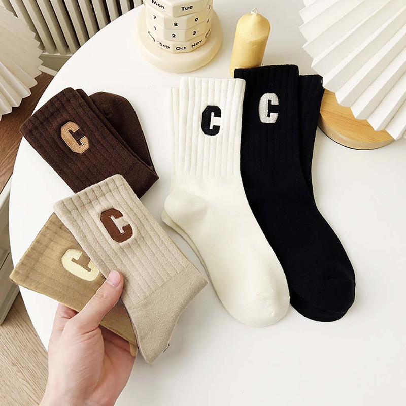 Socks - 5 Pairs of Women's Socks - Women's Athletic Socks - Soft - Breathable - Casual Socks - Fashionable Instagram-Style - All-Season - One-Size-Fits-All Women's Socks - Simple Letter Print - Women's Ankle Socks - Image 4