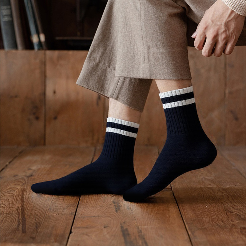 Mid-Calf Socks - 5-Pair Pack - Women's Socks - Men's Socks - Striped Socks - Solid Color Socks - Sports Socks - Image 2