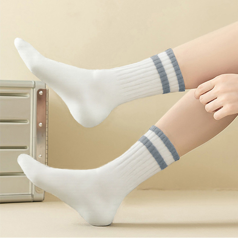 Mid-Calf Socks - 5-Pair Pack - Women's Socks - Men's Socks - Striped Socks - Solid Color Socks - Sports Socks - Image 5