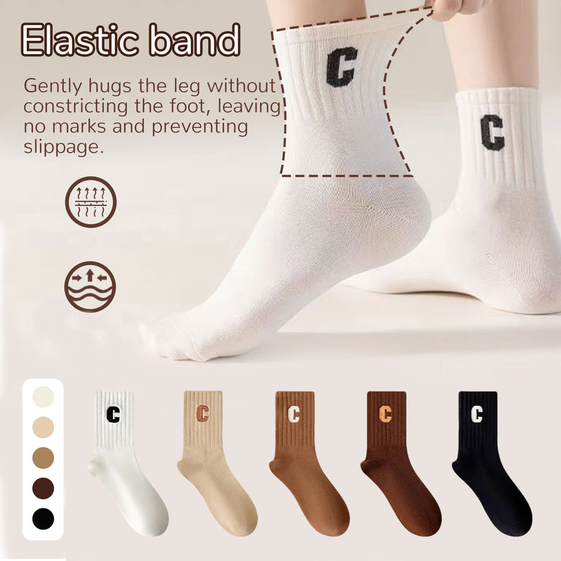 Socks - 10-Pack Women's Socks - Women's Athletic Socks - Soft - Breathable - Casual Socks - Fashionable Instagram-Style - All-Season - One-Size-Fits-All Women's Socks - Simple Letter Print - Women's Ankle Socks - Image 2