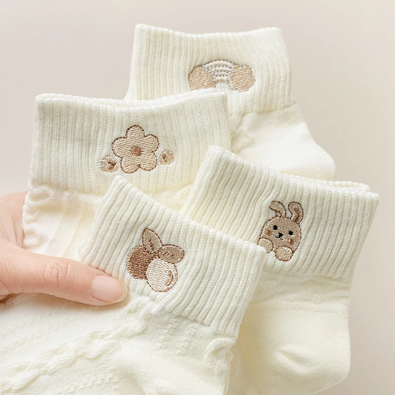 10-Pair White Series Ankle Socks, Women's Cute Socks - Printed Socks - House Socks - Casual Socks. - Image 5