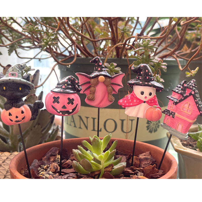 Halloween Pumpkin Skull Succulent Flower Pot Insert – Plant Pot Decoration, Resin Ornament - Image 1