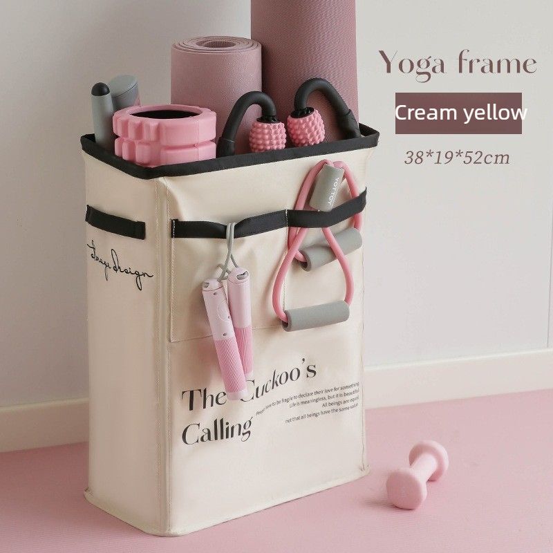 Yoga Mat Storage Basket – Fitness Equipment & Sports Gear Organizer – Cream Yellow - Image 1