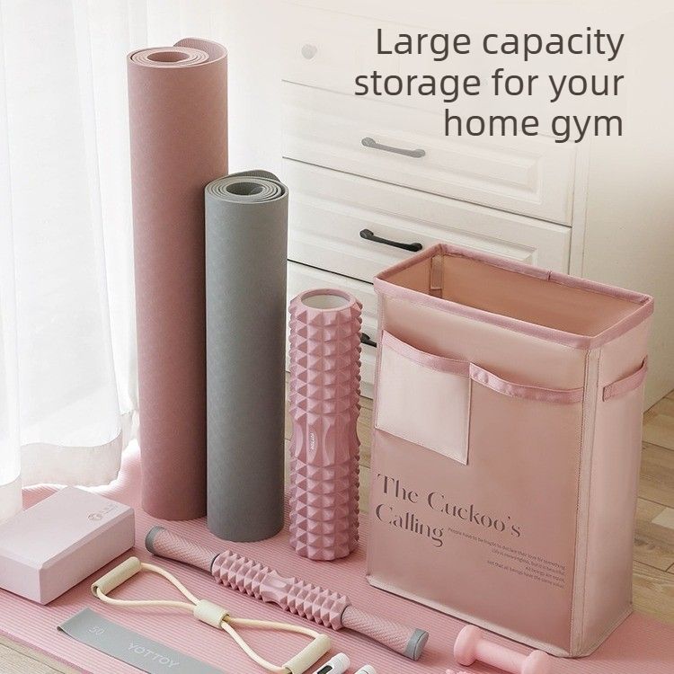 Yoga Mat Storage Basket – Fitness Equipment & Sports Gear Organizer – Cream Yellow - Image 3