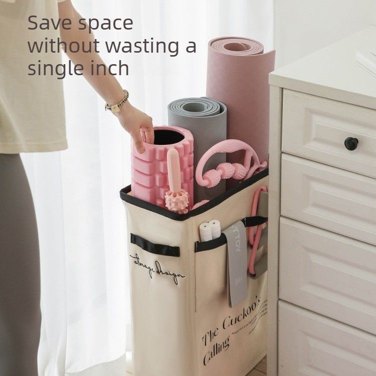 Yoga Mat Storage Basket – Fitness Equipment & Sports Gear Organizer – Cream Yellow - Image 5