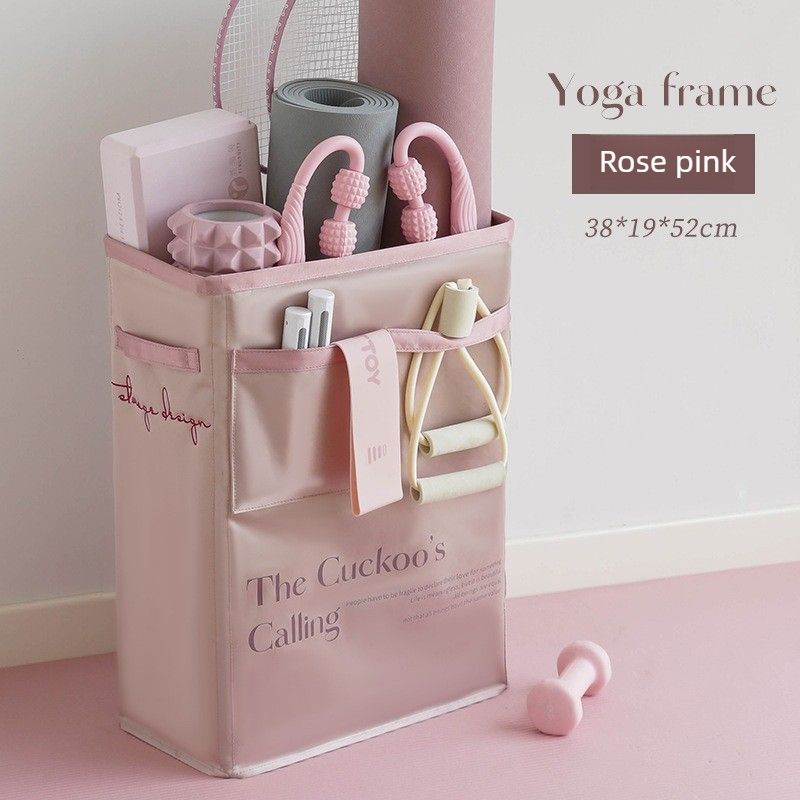 Yoga Mat Storage Basket – Fitness Equipment & Sports Gear Organizer – Rose Pink - Image 1