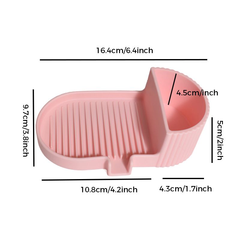 Silicone Soap Dish – Universal Non-Slip Soap Holder Tray for Handmade Soap – Pink - Image 1