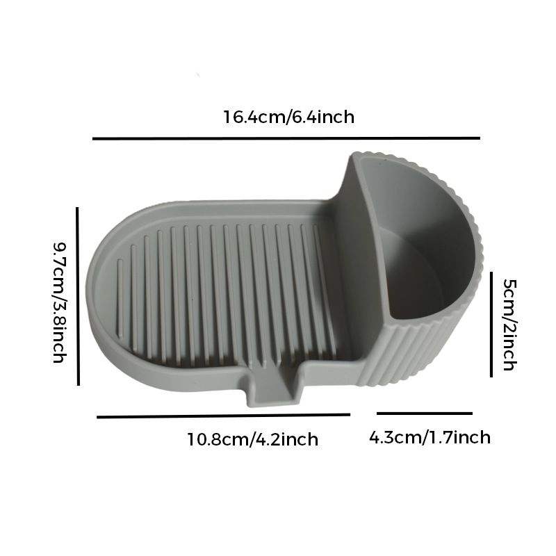 Silicone Soap Dish – Universal Non-Slip Soap Holder Tray for Handmade Soap – Grey - Image 1