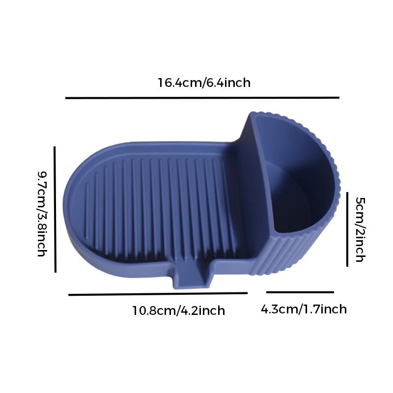 Silicone Soap Dish – Universal Non-Slip Soap Holder Tray for Handmade Soap – Dark Blue - Image 1