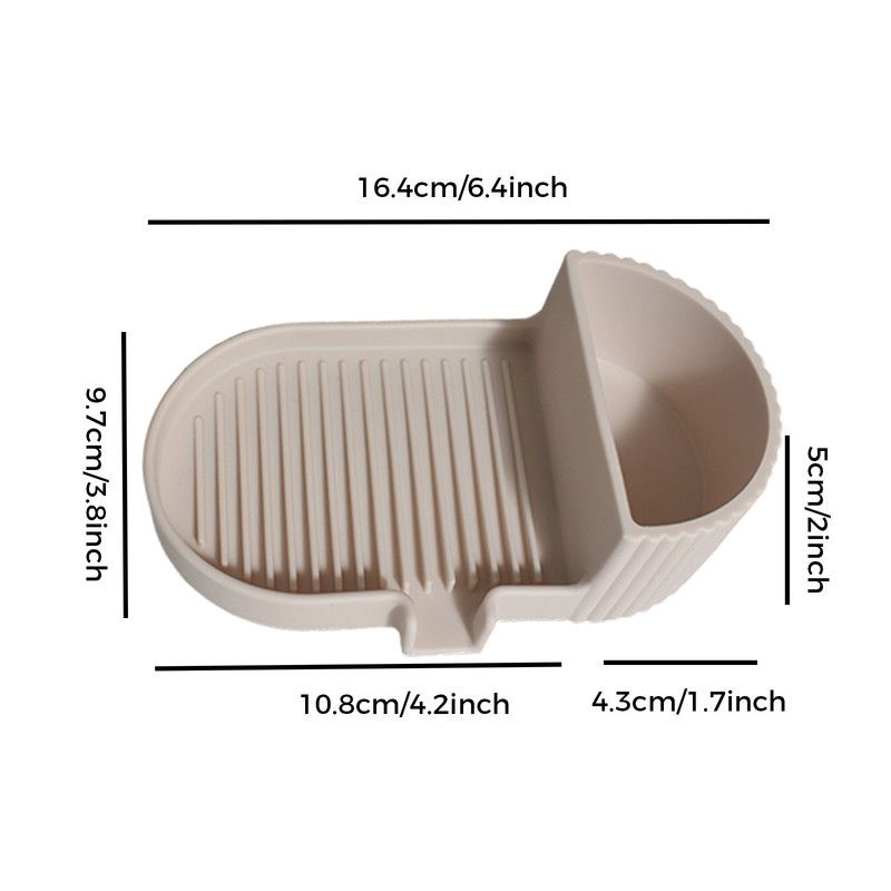 Silicone Soap Dish – Universal Non-Slip Soap Holder Tray for Handmade Soap – Khaki - Image 1