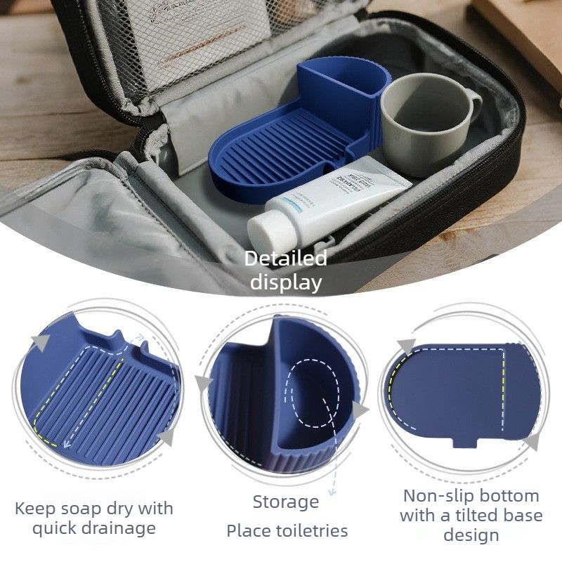 Silicone Soap Dish – Universal Non-Slip Soap Holder Tray for Handmade Soap – Khaki - Image 4