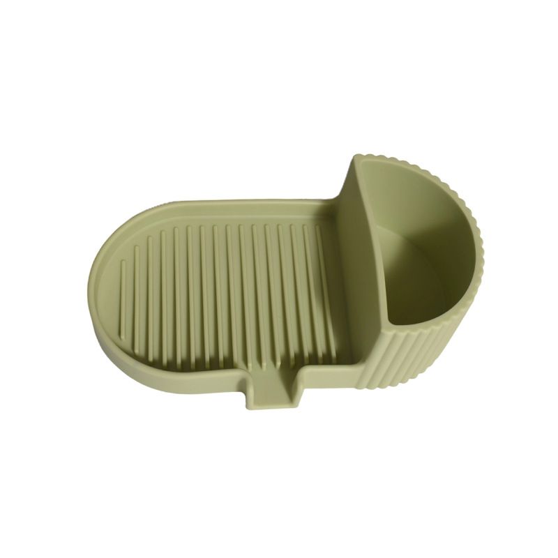 Silicone Soap Dish – Universal Non-Slip Soap Holder Tray for Handmade Soap – Olive Green - Image 1