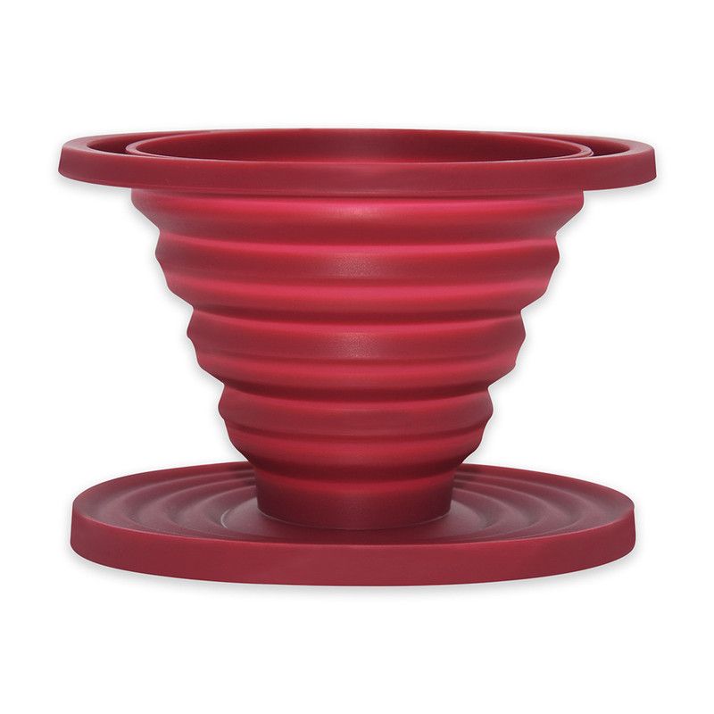 Food-Grade Silicone Foldable Coffee Dripper – Portable Outdoor Pour-Over Filter – Red - Image 1