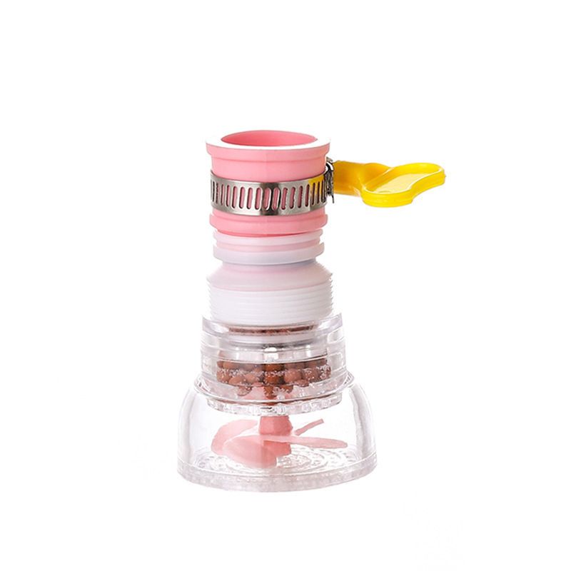 360 Rotating Tap Water Filter Nozzle, Multilayer Water Purifier Tap Adapter, Water Saving Shower Head Filter for Kitchen Sink-Pink - Image 1
