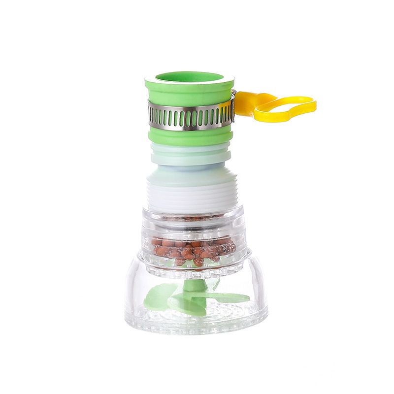 360 Rotating Tap Water Filter Nozzle, Multilayer Water Purifier Tap Adapter, Water Saving Shower Head Filter for Kitchen Sink-Green - Image 1