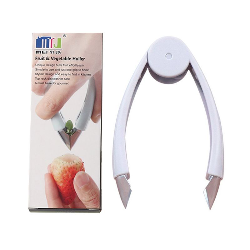 Stem Remover Tool for Strawberry, V Shape Fruit Huller Clip, Portable Berry Leaf Corer Picker for Kitchen-Blue - Image 2