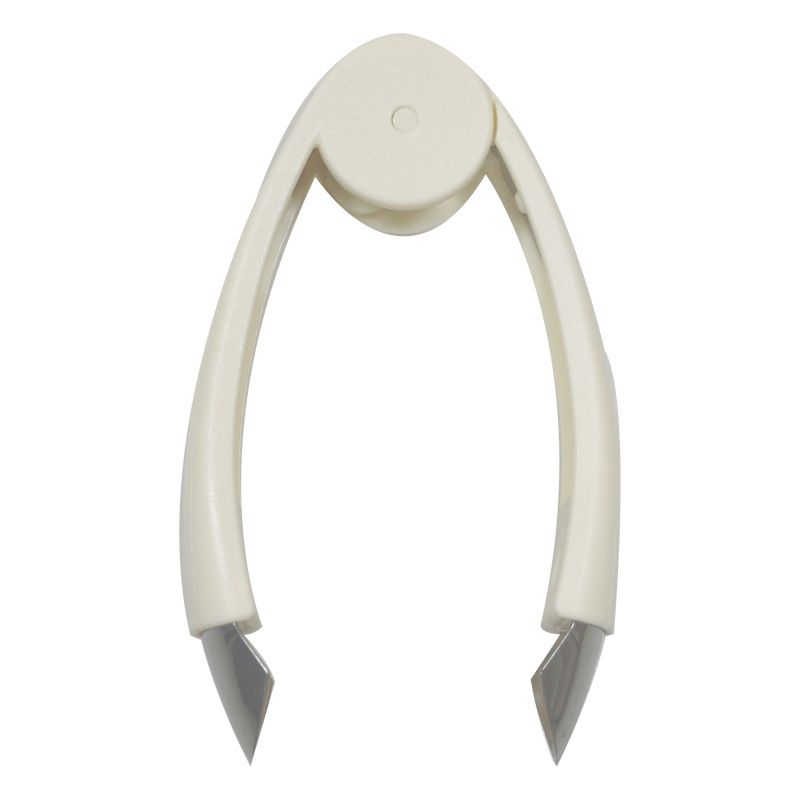 Stem Remover Tool for Strawberry, V Shape Fruit Huller Clip, Portable Berry Leaf Corer Picker for Kitchen-Cream - Image 1