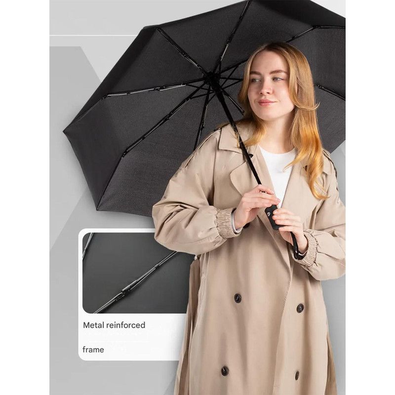12 Ribs Semi Automatic Foldable Sun Umbrella Large Wind Resistant Portable Travel Umbrella - Image 3