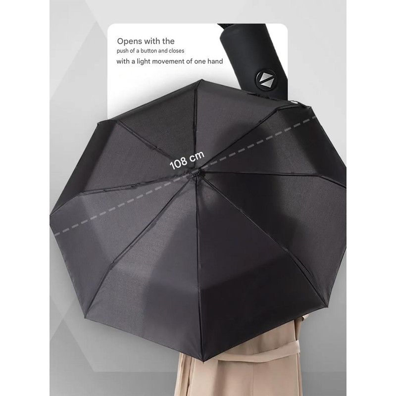 12 Ribs Semi Automatic Foldable Sun Umbrella Large Wind Resistant Portable Travel Umbrella - Image 6