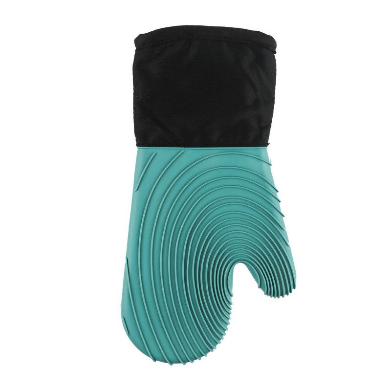 Heat Resistant Silicone Oven Mitts Non Slip Double Layer Cooking Baking Gloves For Kitchen BBQ-New Blue - Image 1
