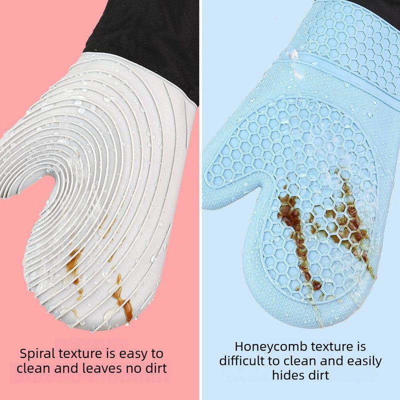 Heat Resistant Silicone Oven Mitts Non Slip Double Layer Cooking Baking Gloves For Kitchen BBQ-New Blue - Image 3