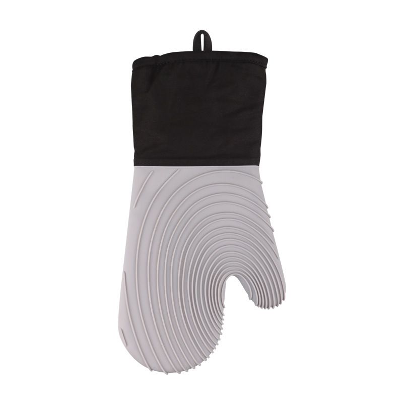 Heat Resistant Silicone Oven Mitts Non Slip Double Layer Cooking Baking Gloves For Kitchen BBQ-Gray - Image 1