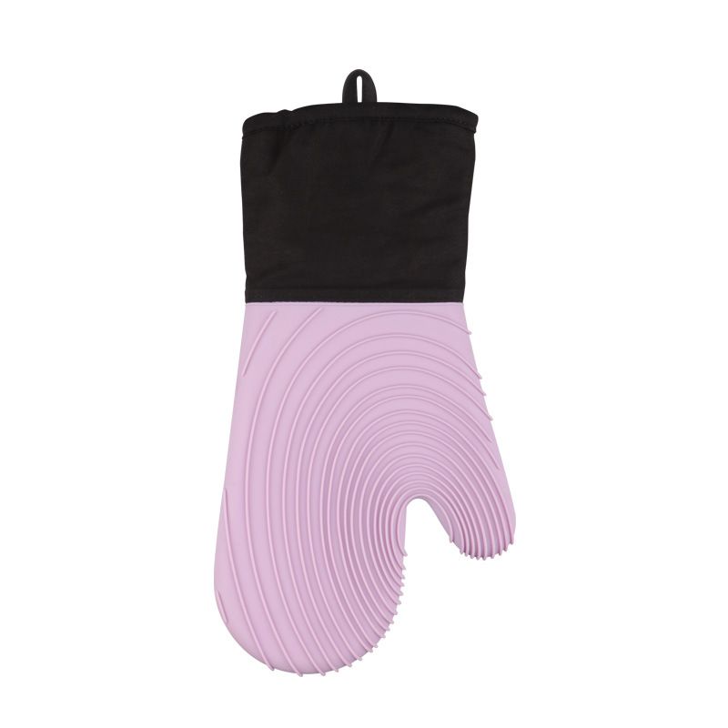 Heat Resistant Silicone Oven Mitts Non Slip Double Layer Cooking Baking Gloves For Kitchen BBQ-Purple - Image 1