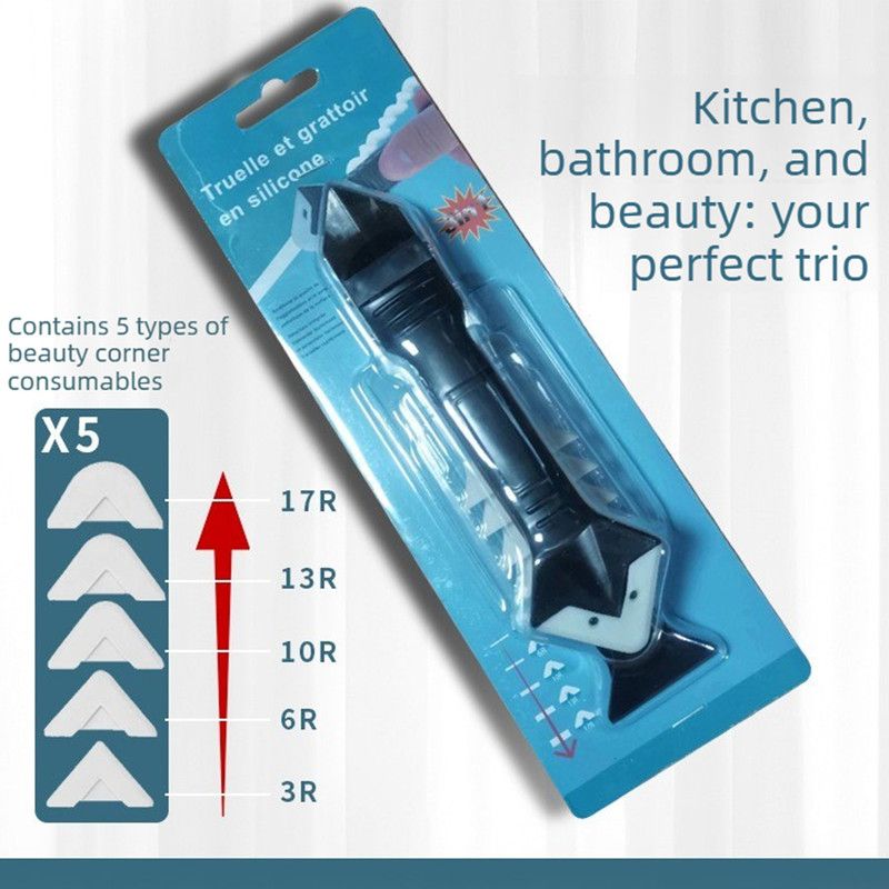 3 in 1 Silicone Caulk Finishing Tool Kit, Multi Size Grout Removal Scraper with 5 Replaceable Angle Heads, Bathroom Kitchen Sealant Smoother Tool Set - Image 1