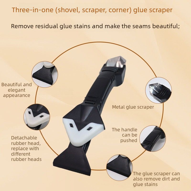 3 in 1 Silicone Caulk Finishing Tool Kit, Multi Size Grout Removal Scraper with 5 Replaceable Angle Heads, Bathroom Kitchen Sealant Smoother Tool Set - Image 2