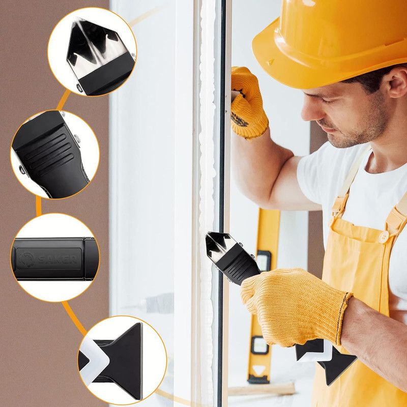 3 in 1 Silicone Caulk Finishing Tool Kit, Multi Size Grout Removal Scraper with 5 Replaceable Angle Heads, Bathroom Kitchen Sealant Smoother Tool Set - Image 5