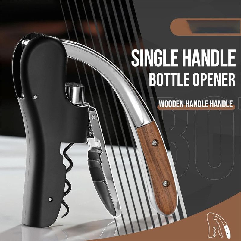 Lever Style Wine Bottle Opener, Heavy Duty Corkscrew with Built-in Foil Cutter for Home Bar Party - Image 2