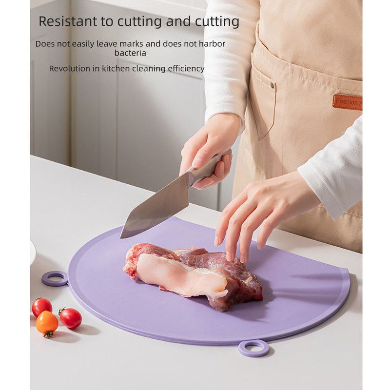 D Shape Double Sided Antibacterial Cutting Board Non Slip Kitchen Chopping Board with Draining Back-black - Image 5