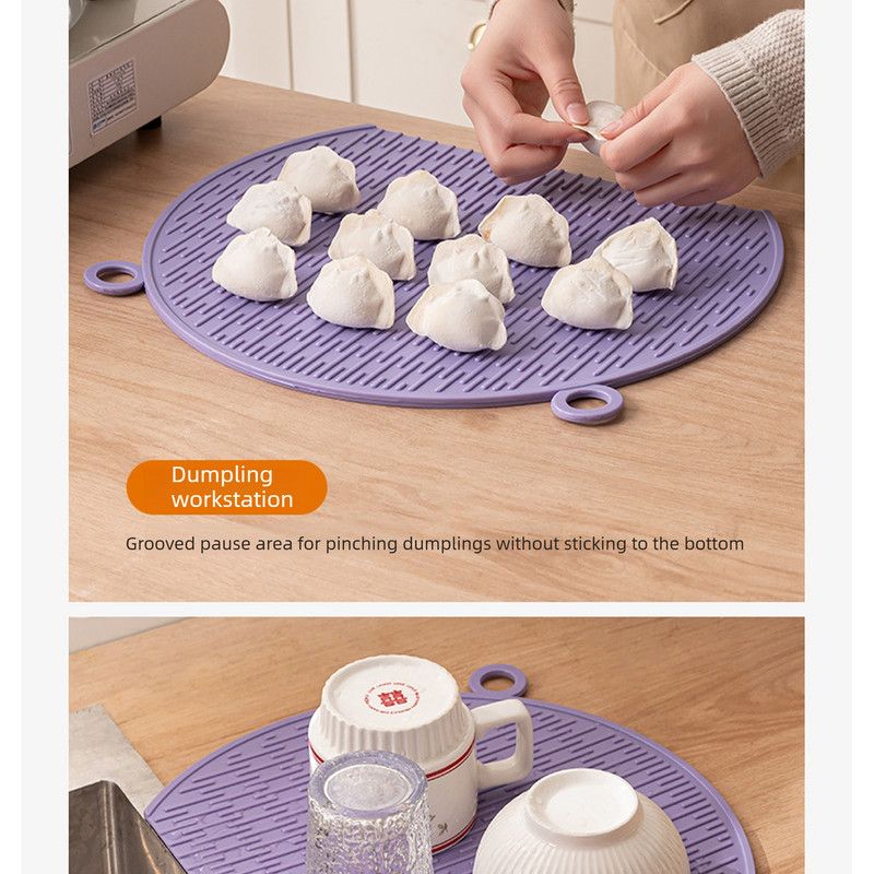 D Shape Double Sided Antibacterial Cutting Board Non Slip Kitchen Chopping Board with Draining Back-purple - Image 4