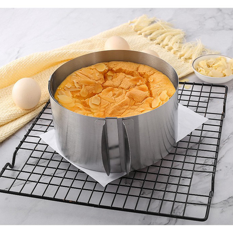 Adjustable Mousse Ring, Stainless Steel Round Cake Mold – 16-30cm Diameter, 8cm Height – Baking Tool for Cheesecake, Pastry, Sandwich, Salad & Cookie - Image 1