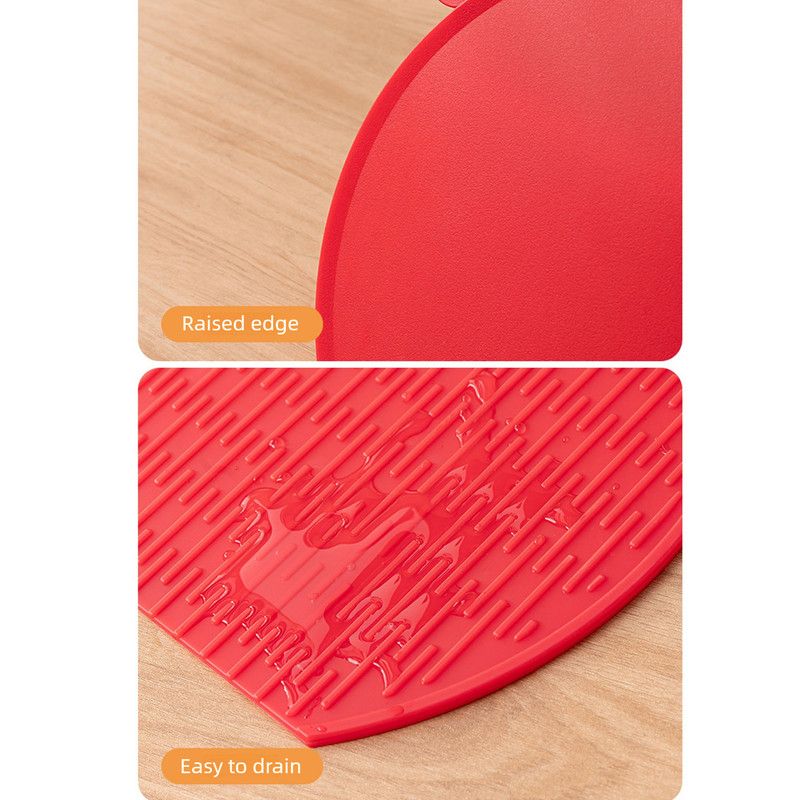 D Shape Double Sided Antibacterial Cutting Board Non Slip Kitchen Chopping Board with Draining Back-pink - Image 2