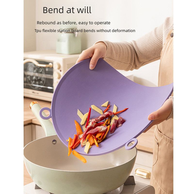 D Shape Double Sided Antibacterial Cutting Board Non Slip Kitchen Chopping Board with Draining Back-pink - Image 3