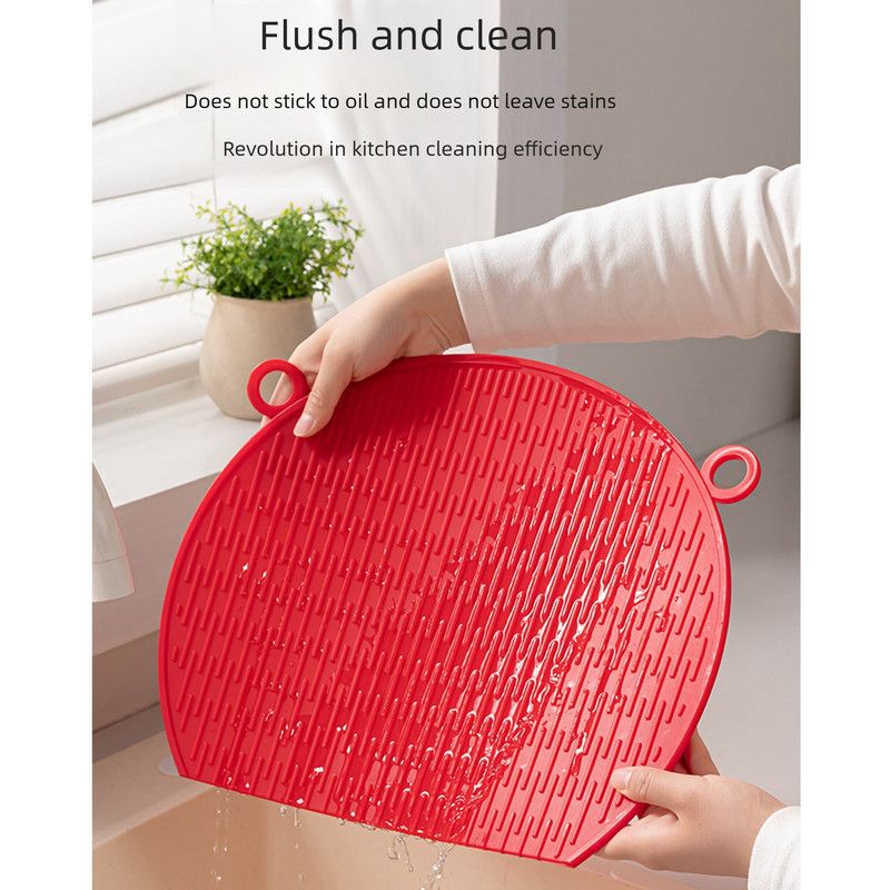 D Shape Double Sided Antibacterial Cutting Board Non Slip Kitchen Chopping Board with Draining Back-pink - Image 4