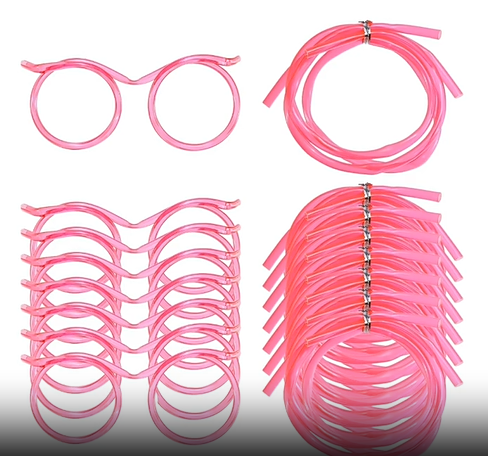 5-Pack Silly Straws Glasses, Reusable Crazy Straws for Kids, Flexible Twisty Straws Fun Eyeglass Frame Drinking Straws, Novelty Party Favors Supplies for Birthday, Game, Christmas, Holiday Decorations - Image 1