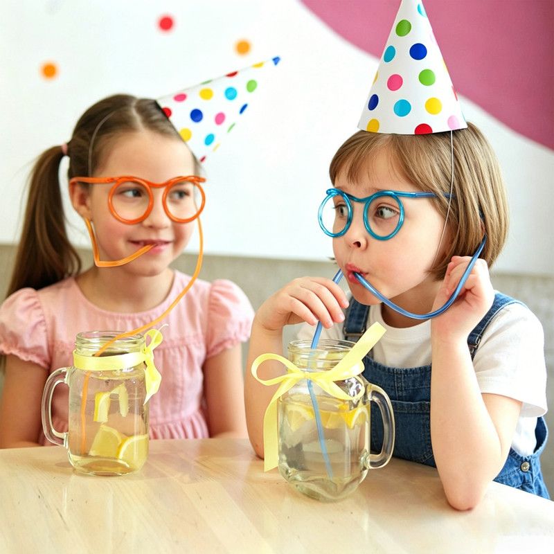 5-Pack Silly Straws Glasses, Reusable Crazy Straws for Kids, Flexible Twisty Straws Fun Eyeglass Frame Drinking Straws, Novelty Party Favors Supplies for Birthday, Game, Christmas, Holiday Decorations - Image 2