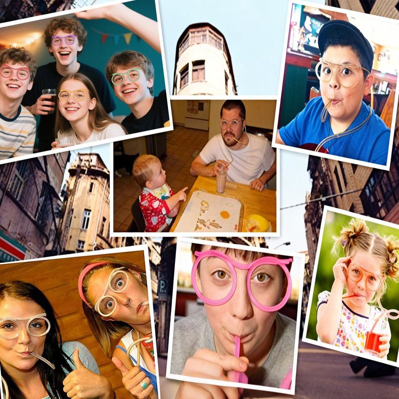 5-Pack Silly Straws Glasses, Reusable Crazy Straws for Kids, Flexible Twisty Straws Fun Eyeglass Frame Drinking Straws, Novelty Party Favors Supplies for Birthday, Game, Christmas, Holiday Decorations - Image 3