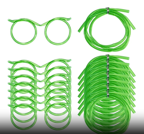 5-Pack Round Glasses-Shaped Straw, PETG, Food-Grade, Odorless, Reusable, Cute & Funny Novelty Straw - Image 1