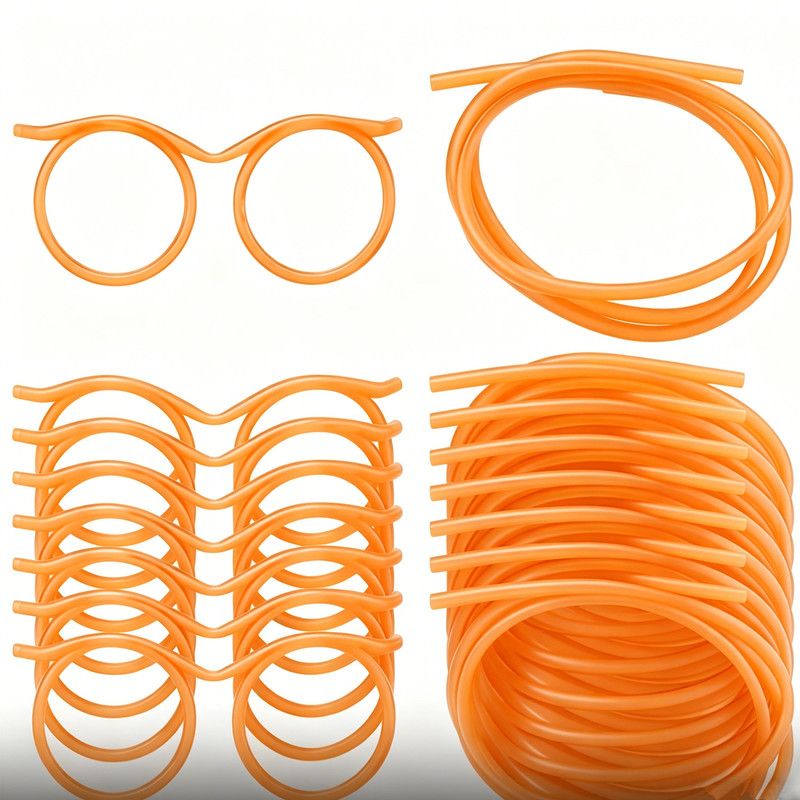 5-Pack Round Glasses-Shaped Straw, PETG, Food-Grade, Odorless, Reusable, Cute & Funny Novelty Straw - Image 1